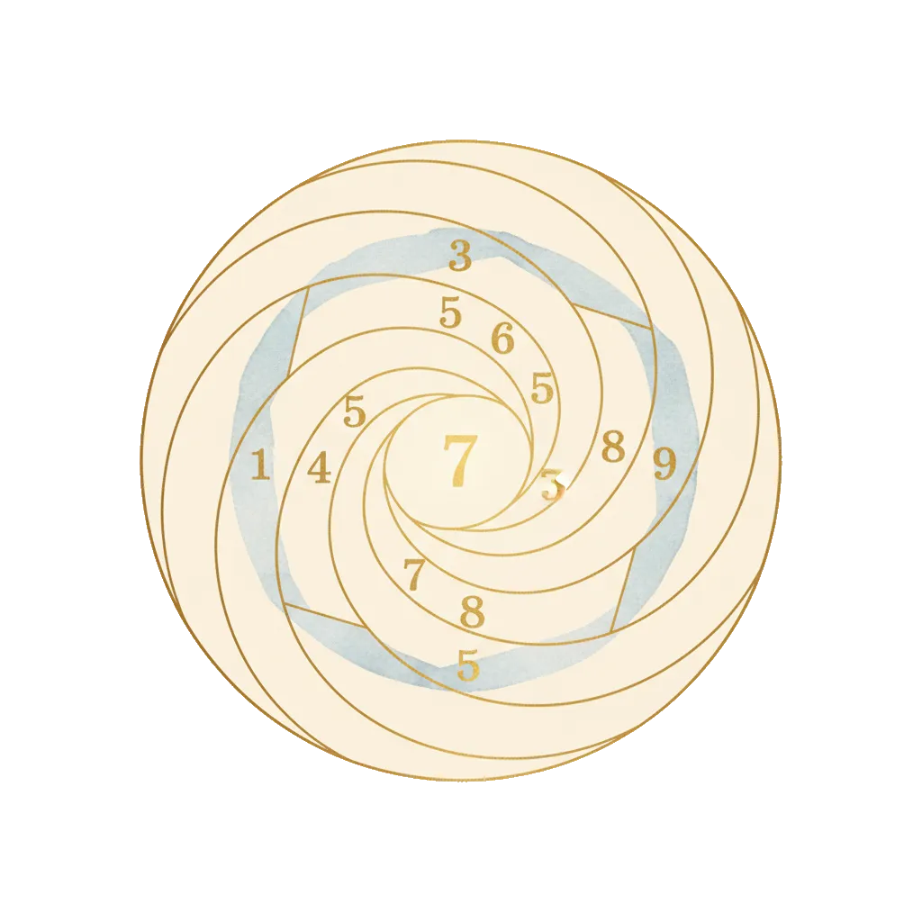 Spirala numerologiczna z cyframi od 1 do 9